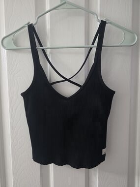 Ribbed V-Neck Strappy Top